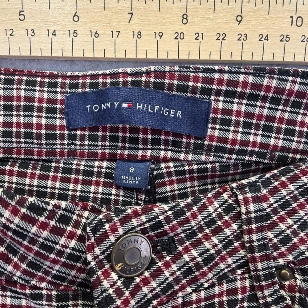 Tommy Hilfiger Womens Plaid Slim Ankle Pants Navy Red Cream Size 8 - Picture 8 of 12
